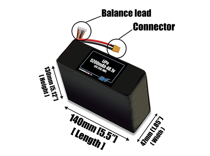 Graphene LiPo 5200mAh 13S 48.1v Battery Pack
