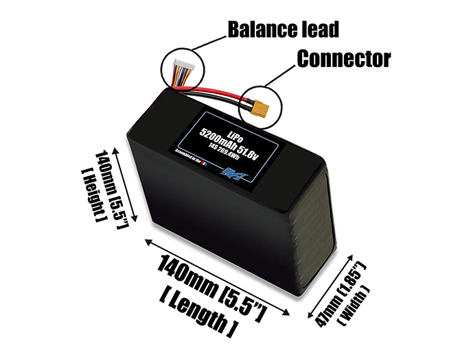 Graphene LiPo 5200mAh 14S 51.8v Battery Pack
