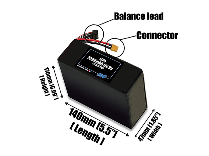 Graphene LiPo 5200mAh 17S 62.9v Battery Pack