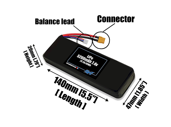 Graphene LiPo 5200mAh 2S 7.4v Battery Pack