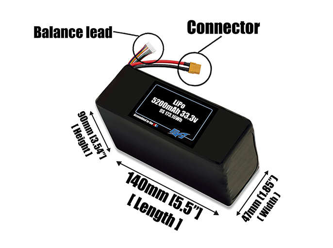 Graphene LiPo 5200mAh 9S 33.3v Battery Pack