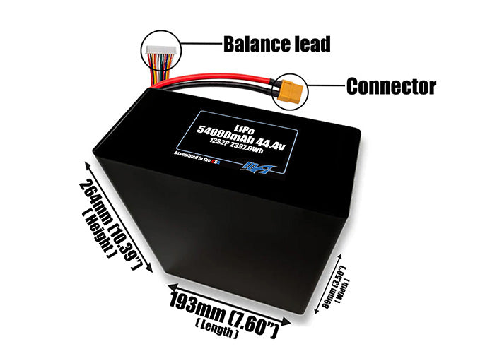 LiPo 54000mAh 12S2P 44.4v Battery Pack