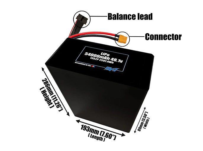 LiPo 54000mAh 13S2P 48.1v Battery Pack