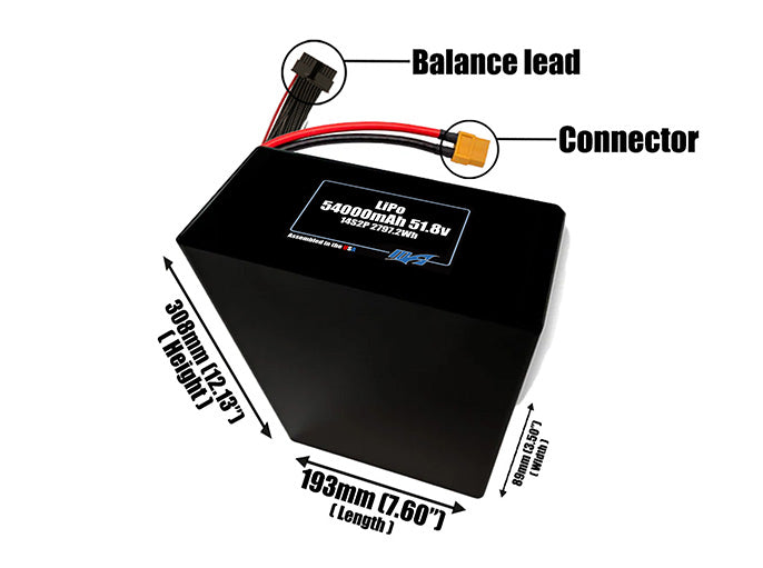 LiPo 54000mAh 14S2P 51.8v Battery Pack