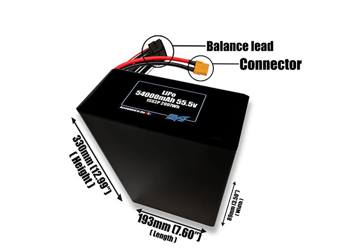 LiPo 54000mAh 15S2P 55.5v Battery Pack