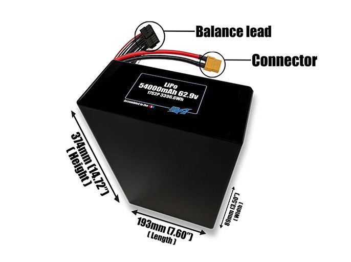 LiPo 54000mAh 17S2P 62.9v Battery Pack