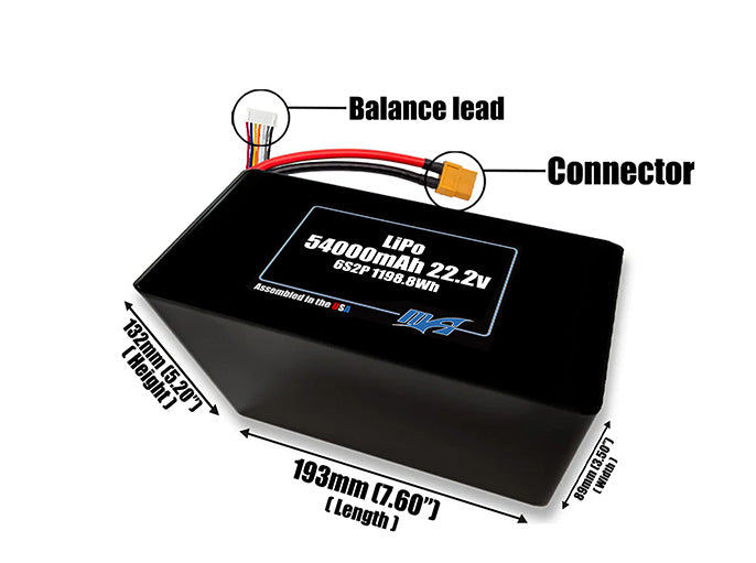 LiPo 54000mAh 6S2P 22.2v Battery Pack