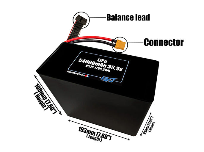 LiPo 54000mAh 9S2P 33.3v Battery Pack