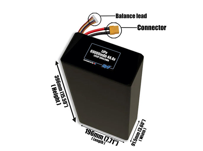 LiPo 69000mAh 12S3P 44.4v Battery Pack