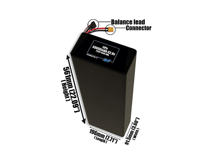 LiPo 69000mAh 17S3P 62.9v Battery Pack
