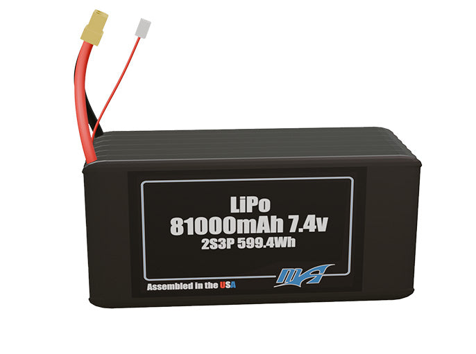 LiPo 81000mAh 2S3P 7.4v NMC Battery Pack