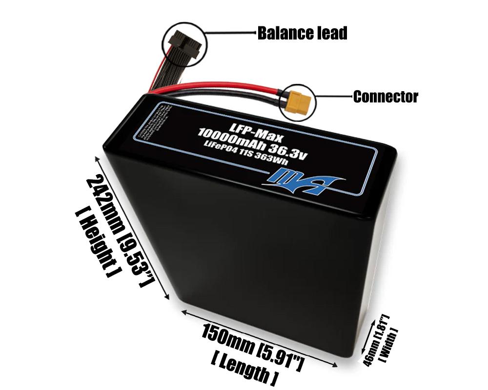 LFP-Max LiFePO4 10000 11S2P 36.3v Battery Pack