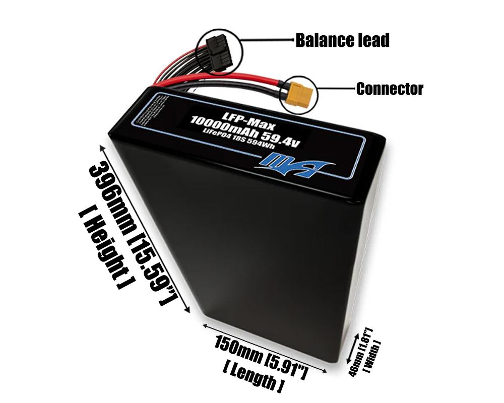 LFP-Max LiFePO4 10000 18S2P 59.4v Battery Pack