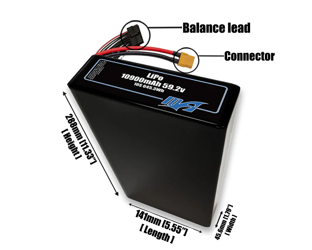 LiPo 10900mAh 16S2P 59.2v Battery Pack
