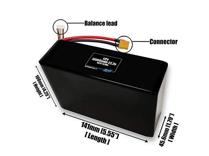 LiPo 10900mAh 6S2P 22.2v Battery Pack