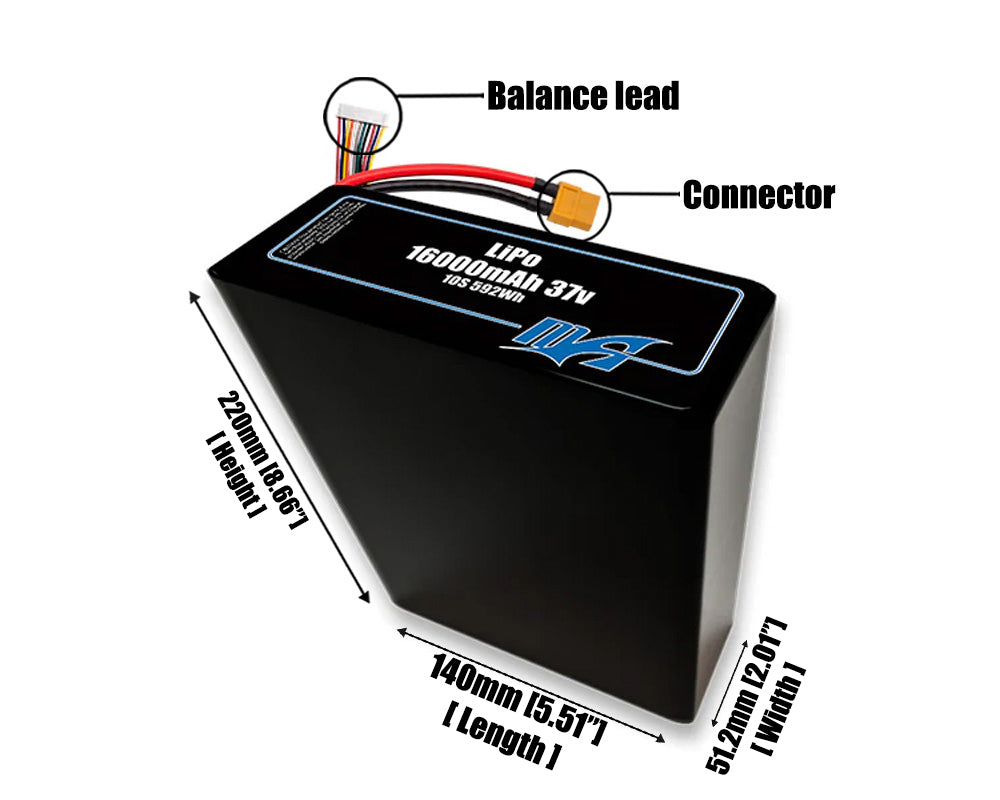 LiPo 16000mAh 10S2P 37v Battery Pack