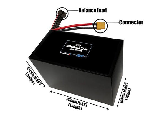 LiPo 16000mAh 14S2P 51.8v SBS Battery Pack