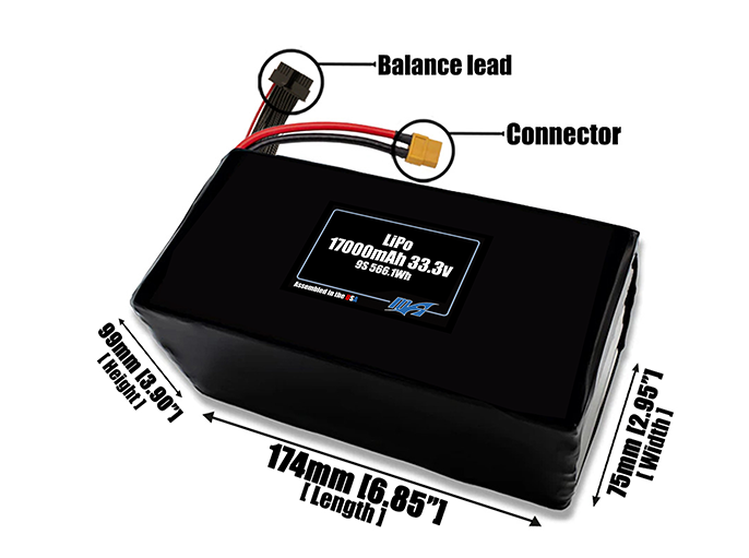 LiPo 17000mAh 9S 33.3v Battery Pack