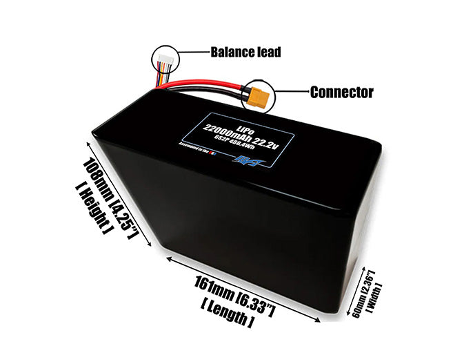 LiPo 22000mAh 6S2P 22.2v Battery Pack