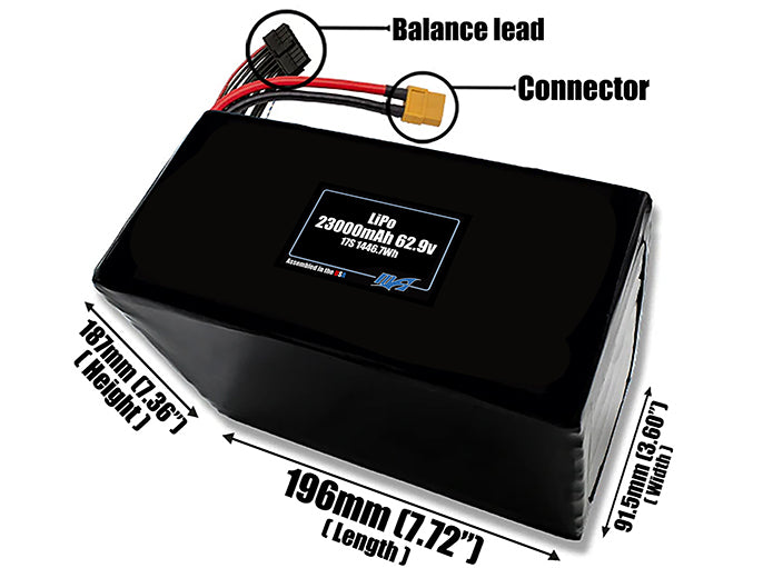 LiPo 23000mAh 17S 62.9v Battery Pack