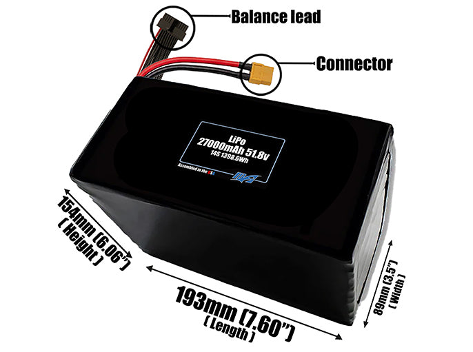 LiPo 27000mAh 14S 51.8v Battery Pack