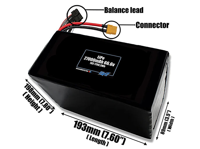 LiPo 27000mAh 18S 66.6v Battery Pack