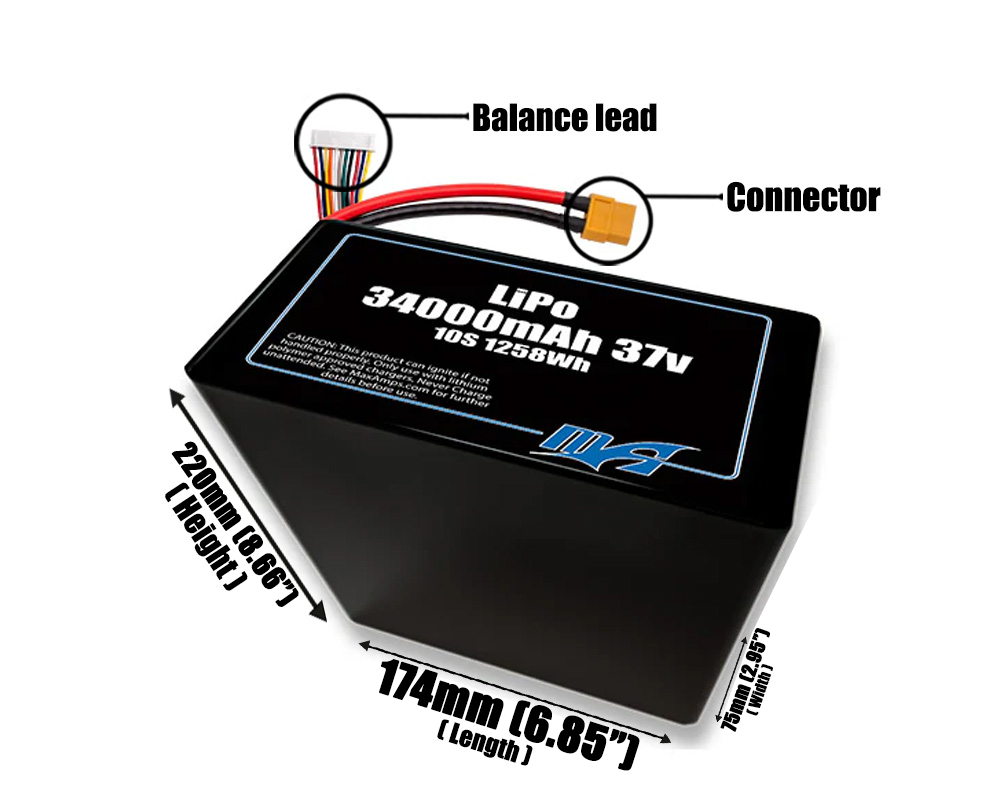 LiPo 34000mAh 10S2P 37v Battery Pack