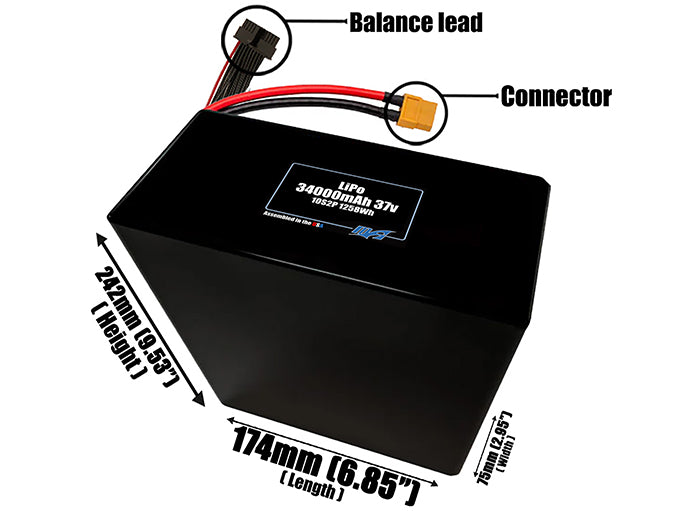 LiPo 34000mAh 11S2P 40.7v Battery Pack