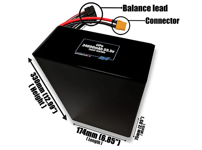 LiPo 34000mAh 15S2P 55.5v Battery Pack