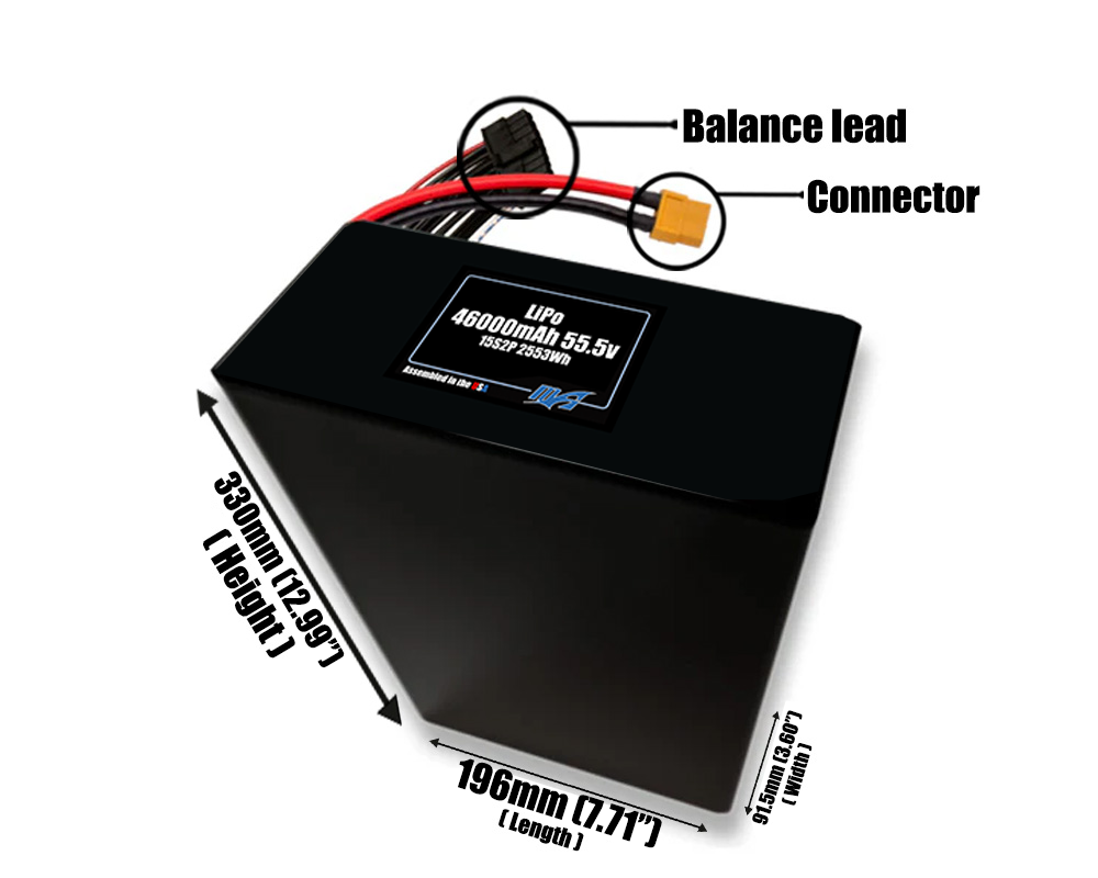 LiPo 46000mAh 15S2P 55.5v Battery Pack