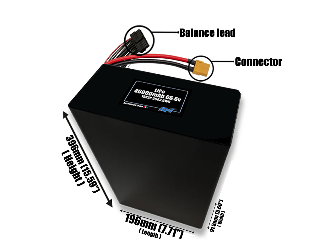 LiPo 46000mAh 18S2P 66.6v Battery Pack