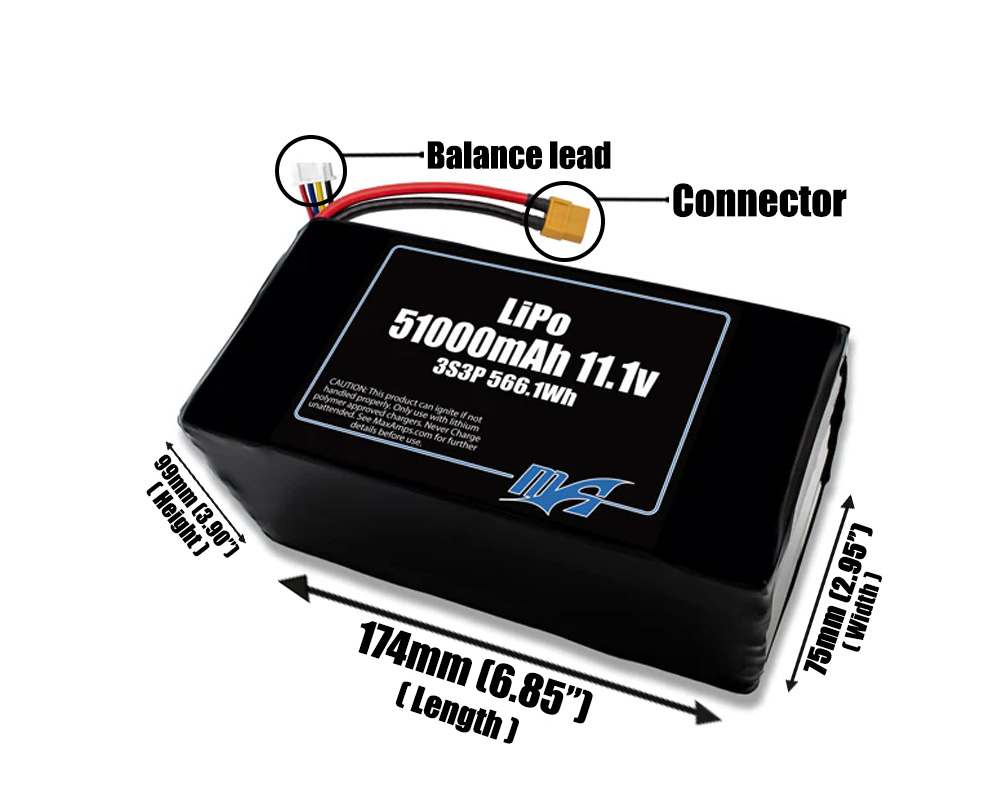 LiPo 51000mAh 3S3P 11.1v Battery Pack