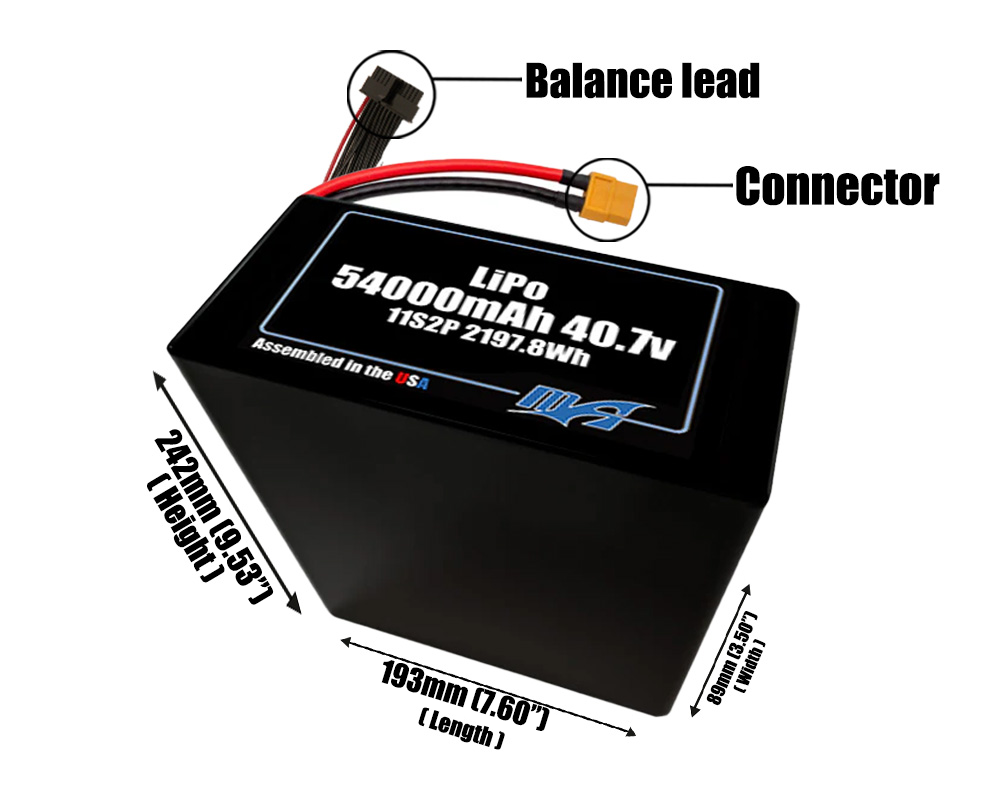 LiPo 54000mAh 11S2P 40.7v Battery Pack