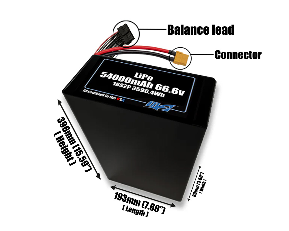 LiPo 54000mAh 18S2P 66.6v Battery Pack