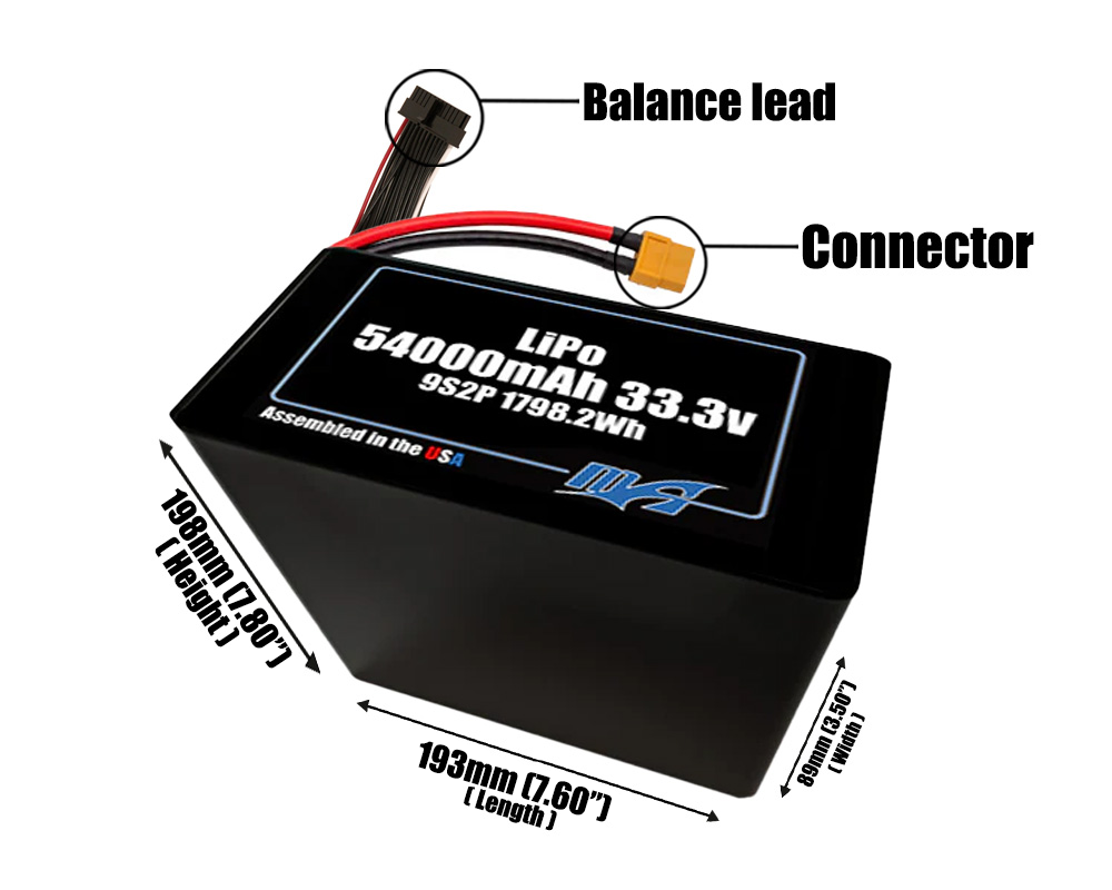 LiPo 54000mAh 9S2P 33.3v Battery Pack