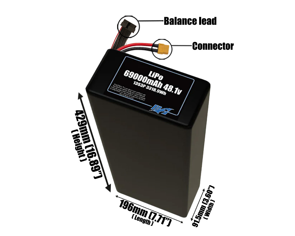 LiPo 69000mAh 13S3P 48.1v Battery Pack