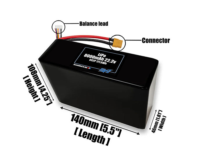 LiPo 8000mAh 6S2P 22.2v Battery Pack
