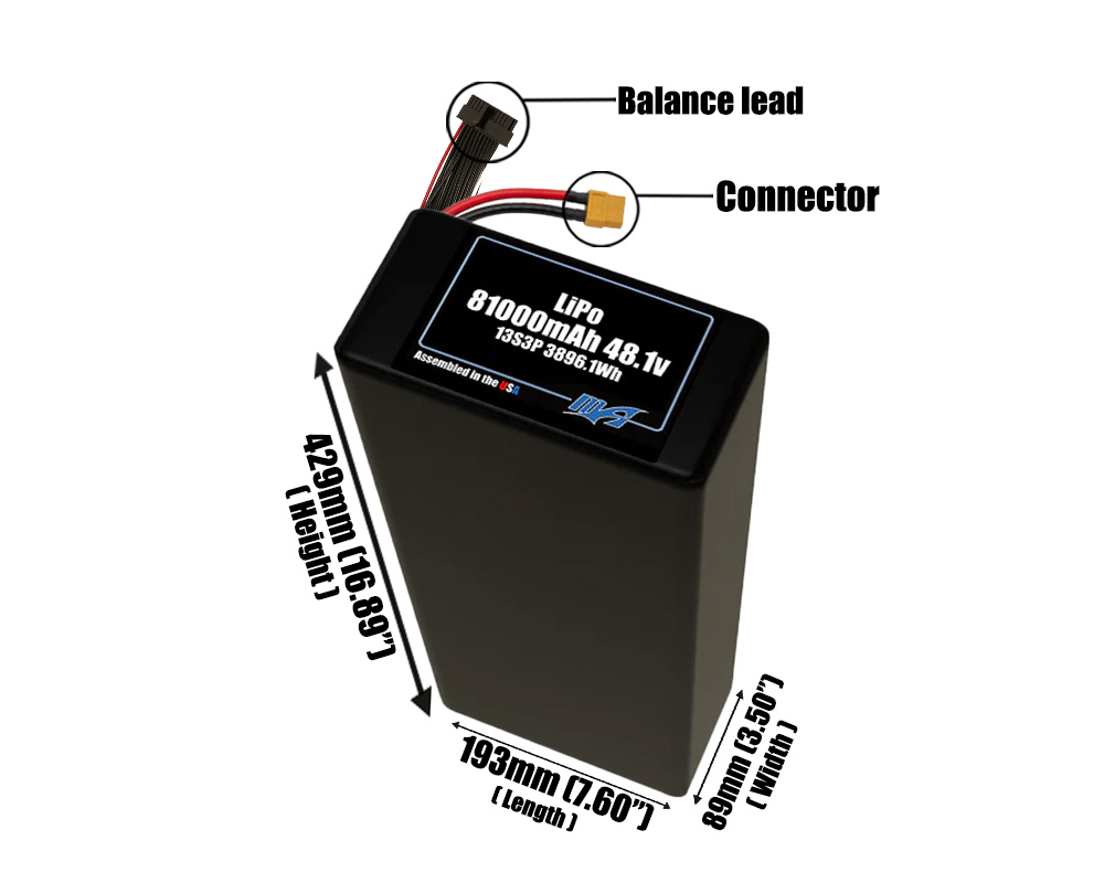 LiPo 81000mAh 13S3P 48.1v Battery Pack