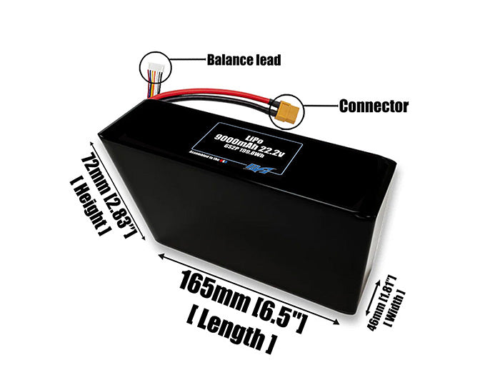 LiPo 9000mAh 6S2P 22.2v Battery Pack
