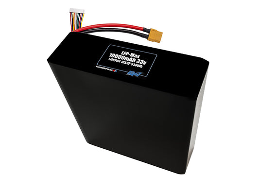 Compact 33-volt 10000mAh lithium-polymer battery, built for lightweight drone, UAV, and robotics projects.