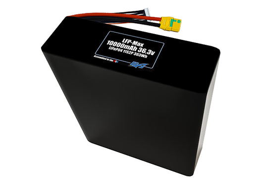 Compact 36.3-volt 10000mAh lithium-polymer battery, built for lightweight drone, UAV, and robotics projects.
