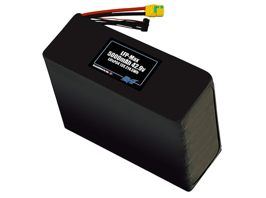 Compact 42.9-volt 5000mAh lithium-polymer battery, built for lightweight drone, UAV, and robotics projects.