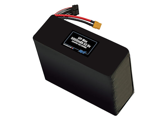 Compact 52.8-volt 5000mAh lithium-polymer battery, built for lightweight drone, UAV, and robotics projects.