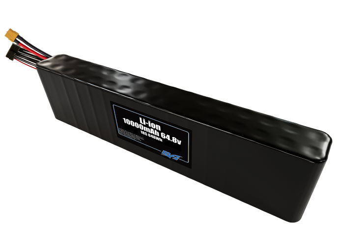 Compact 64.8-volt 10000mAh lithium-ion battery, built for lightweight drone, UAV, and robotics projects.