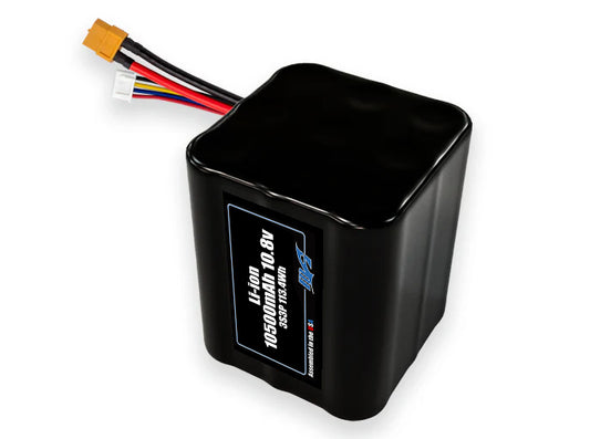 Compact 10.8-volt 10500mAh lithium-ion battery, built for lightweight drone, UAV, and robotics projects.