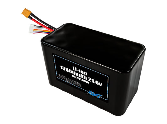 Compact 21.6-volt 13500mAh lithium-ion battery, built for lightweight drone, UAV, and robotics projects.