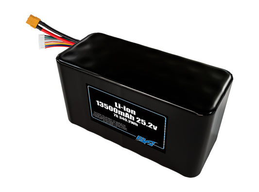 Compact 25.2-volt 13500mAh lithium-ion battery, built for lightweight drone, UAV, and robotics projects.