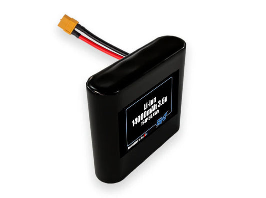 Compact 3.6-volt 14000mAh lithium-ion battery, built for lightweight drone, UAV, and robotics projects.