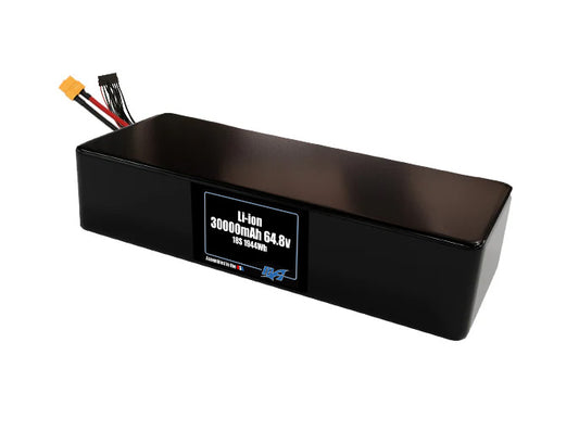 Compact 64.8-volt 30000mAh lithium-polymer battery, built for lightweight drone, UAV, and robotics projects.