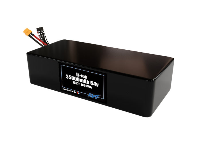Compact 54-volt 35000mAh lithium-polymer battery, built for lightweight drone, UAV, and robotics projects.